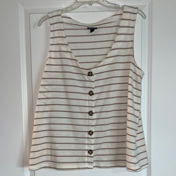 Torrid Cream and Tan Striped Tank Top - Picture 1 of 4